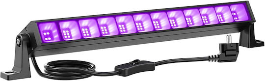 Uv Led Bar Black Light 385–400 Nm Wavelength 120° Beam Angle Ip66 Waterproof Rating 1.5 M Cable Switch 180° Adjustable Bracket Neon Parties Clubs Black