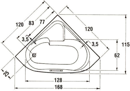 Sanitec Σαμπρινα 01-01-00502 Μπανιέρα Ακρυλική 120x120cm