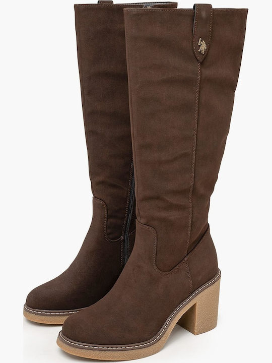 Damenstiefel mit hohem Absatz Braun