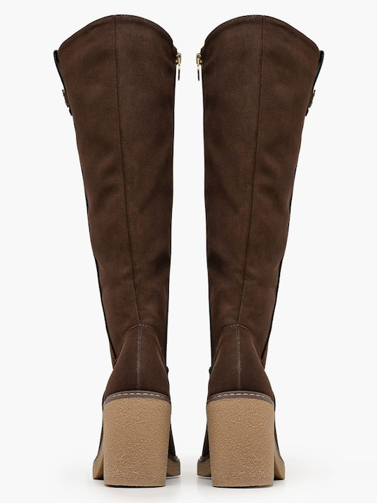 Damenstiefel mit hohem Absatz Braun