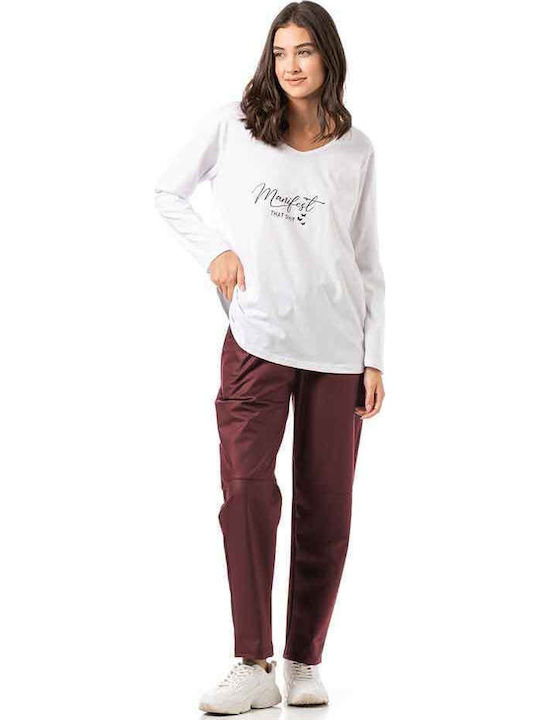 Burgundy Leather Women's Trousers