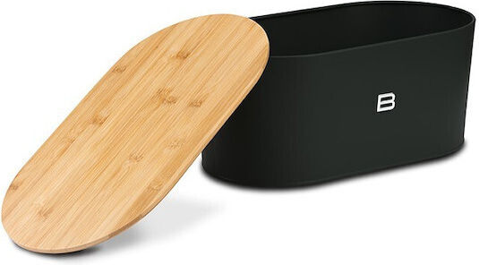 Nava Bread Box with Lid Metallic Black