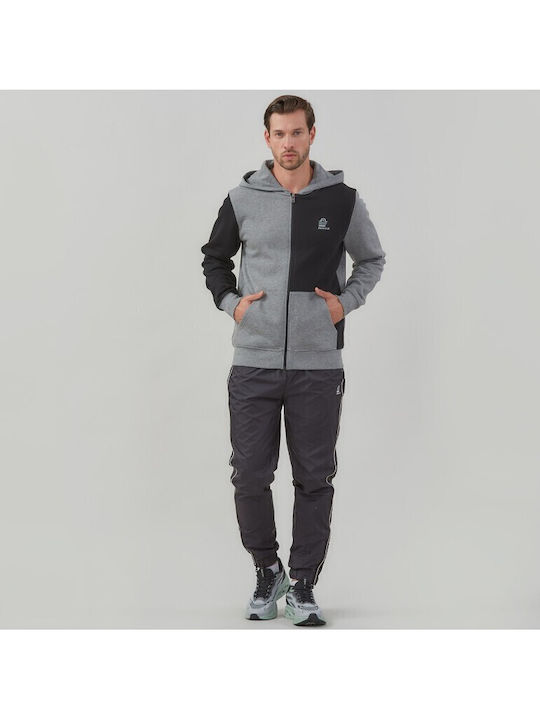 Hooded Cardigan Black/dk Melange