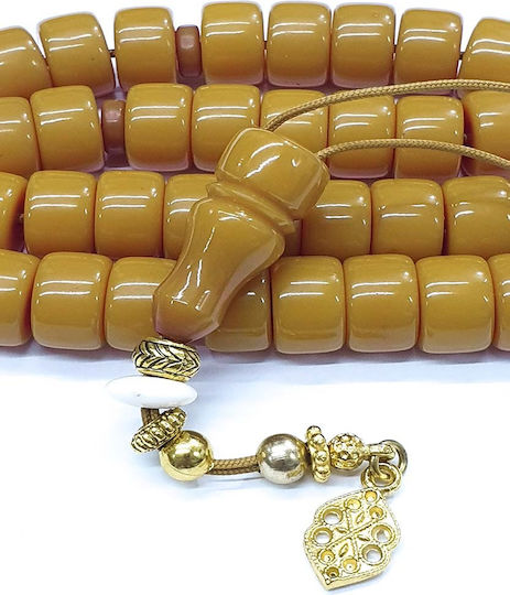 Roloi Komboloi Worry Beads with 33 Mastic Beads, 30 cm Long, Yellow