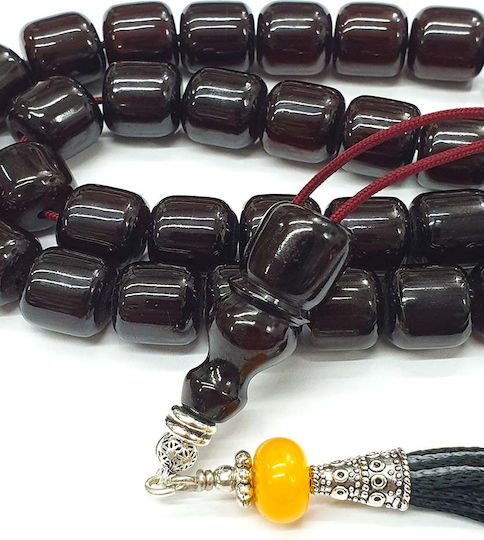 Roloi Komboloi Worry Beads with 33 Mastic Beads, 35 cm Long, Burgundy