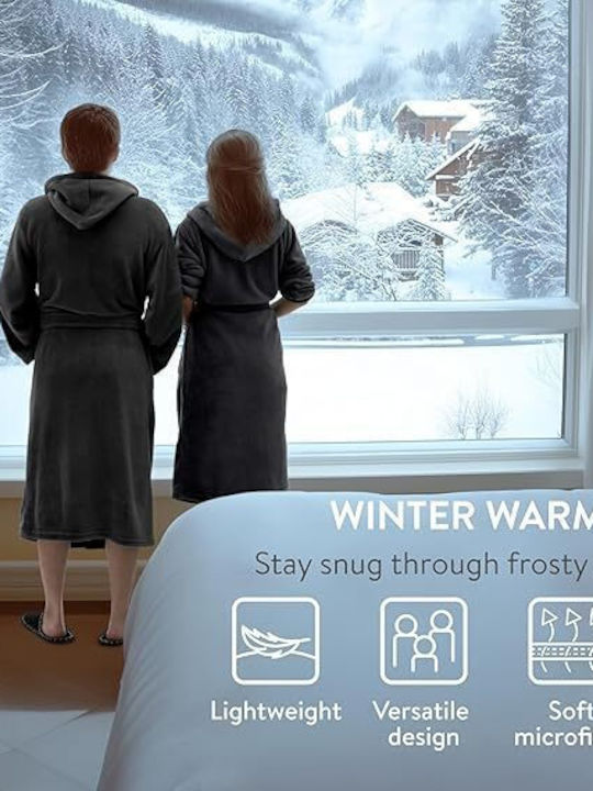 Homelevel Halat de baie cu glugă Gray