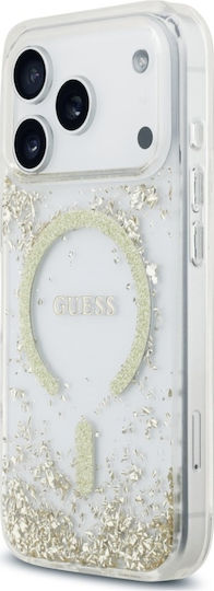 Калъф за iPhone 18 Pro iPhone 17 Pro – Guess Resin Bottom Glitter Magsafe – Златен