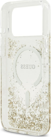 Калъф за iPhone 18 Pro iPhone 17 Pro – Guess Resin Bottom Glitter Magsafe – Златен