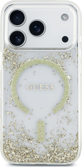 Калъф за iPhone 18 Pro iPhone 17 Pro – Guess Resin Bottom Glitter Magsafe – Златен