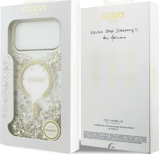 Калъф за iPhone 18 Pro iPhone 17 Pro – Guess Resin Bottom Glitter Magsafe – Златен