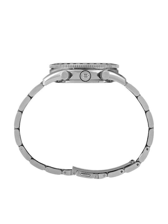 Men's Chronograph Battery-Powered Watch with Silver Stainless Steel Bracelet