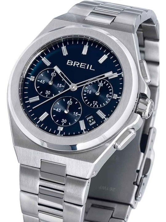 Men's Battery Chronograph Watch with Silver Stainless Steel Bracelet