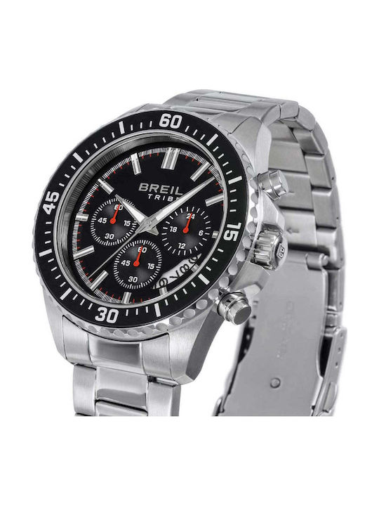 Men's Battery Chronograph Watch with Silver Stainless Steel Bracelet