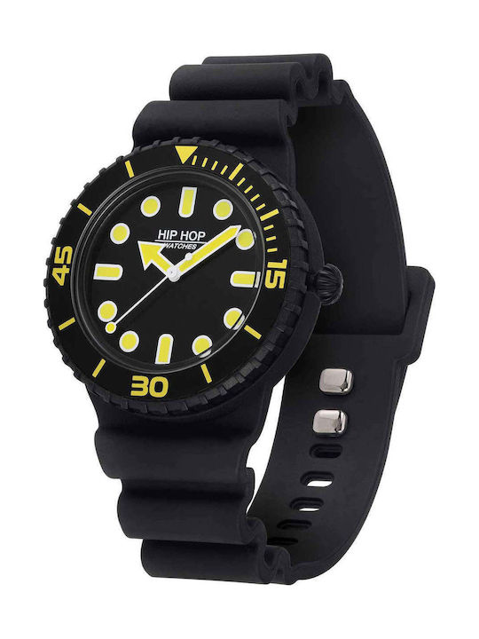 HipHop Men's Battery-Powered Watch with Silicone Strap Yellow / Black