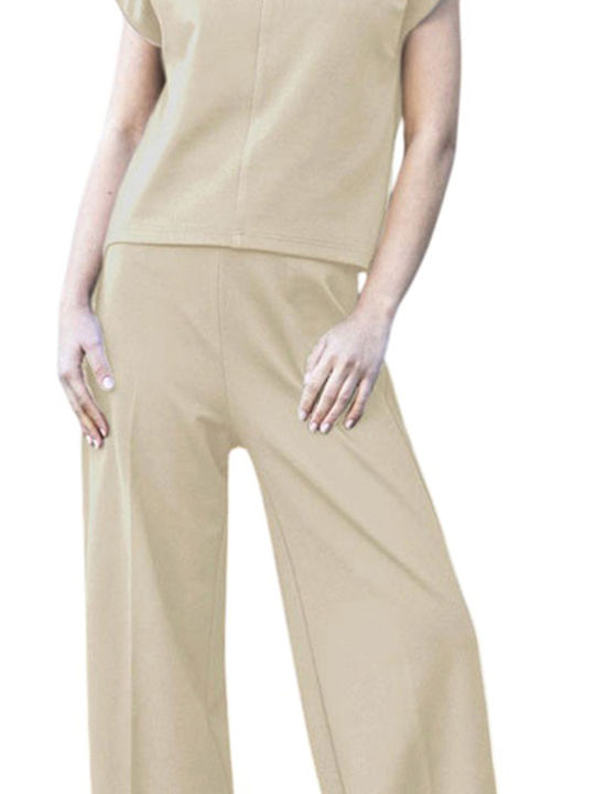 Pantaloni Dama Din Țesătură Vanilla Cream