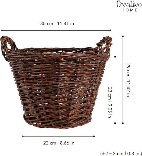 Creative Decorative Wicker Basket with Handles Brown 30x22x28 cm
