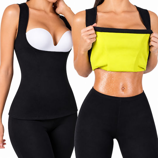 Tricou Sport de Damă din Neopren cu Efect Termic, Modelator, pentru Antrenamente de Fitness, Respirabil, cu Uscare Rapidă, Negru, Mărimea L