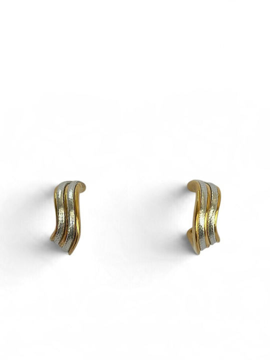 Women's Hoop Earrings Two-Tone With a Wavy Design and Textured Finish Prime Steel Gold Silver Women One Size Ssn304 Women's Hoop Earrings Two-Tone With a Wavy Design and Textured Finish Prime Steel Gold Silver Women One Size Ssn304