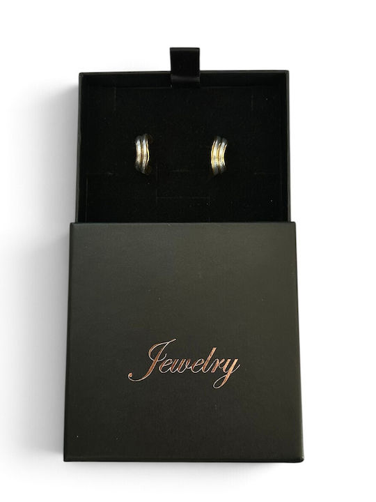 Women's Hoop Earrings Two-Tone With a Wavy Design and Textured Finish Prime Steel Gold Silver Women One Size Ssn304