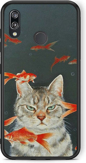 Smartfits Cat Goldfish Заден Калъф Пластмаса Многоцветен (Huawei P20 Lite)
