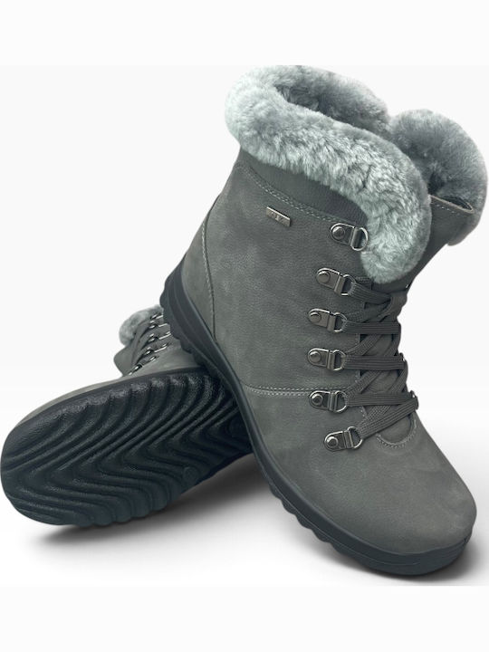Leather Women's Ankle Boots Grey