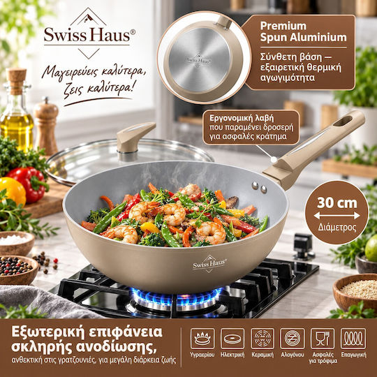Swiss Haus Double Aluminum Pan with Lid and Non-Stick Coating 30cm