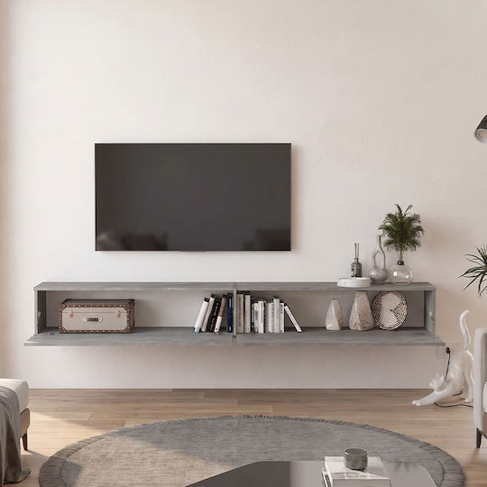 Wall-Mounted TV Stand in Concrete Grey 241.8x31.7x30 cm