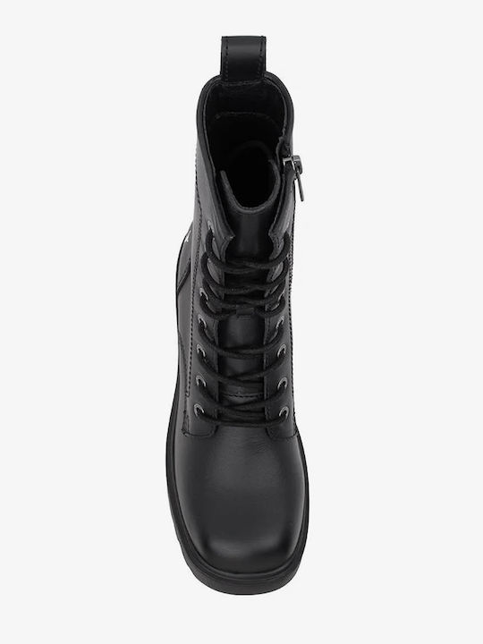 Damen-Leder-Kampfstiefel Black