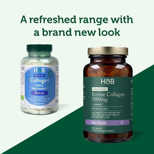 Holland & Barrett Rinderkollagen 3000 mg mit Vitamin C 180 Tabletten ohne Geschmack