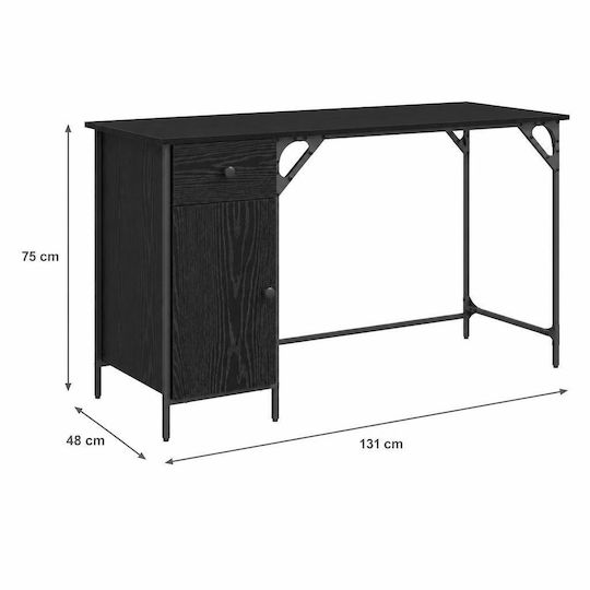 Γραφείο Υπολογιστή Ξύλινο Μαύρη Οξυά 131x48x75εκ.
