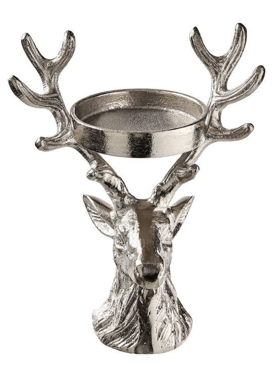 Butlers Oh My Deer Κηροπήγιο Αλουμινίου σε Ασημί Χρώμα 21x18x11εκ.