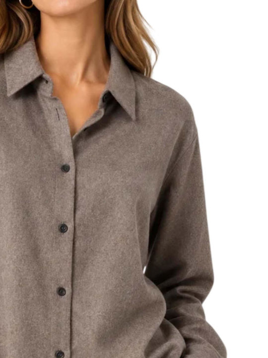 Long Sleeve Women's Brown Shirt