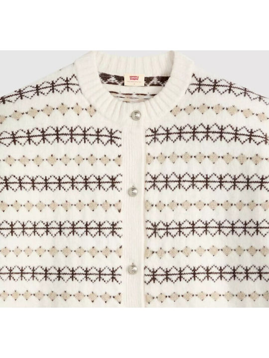 Cardigan Lung pentru Femei, Împletit, cu Nasturi, Ivory