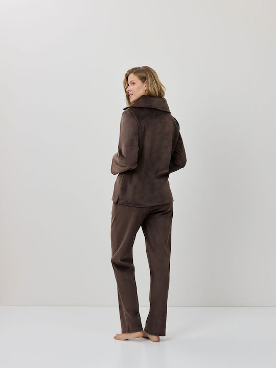 Aruelle Winterliches Damen-Pyjama-Set Choco