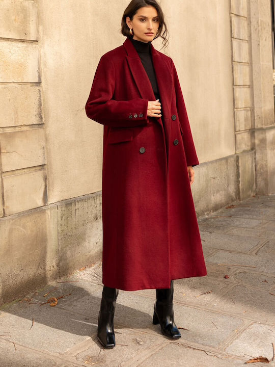 Damenmantel Burgundy mit Knöpfen
