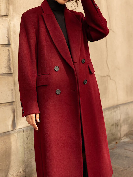 Damenmantel Burgundy mit Knöpfen