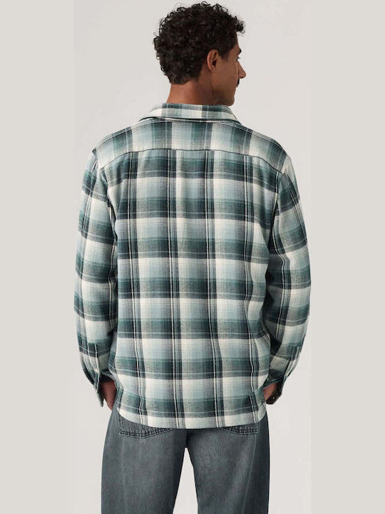 Jackson Worker Long Sleeve Corduroy Overshirt in Regular Fit Checked Stormy Sea