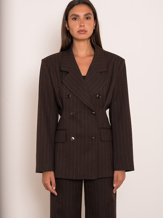 Women's Striped Brown Suit