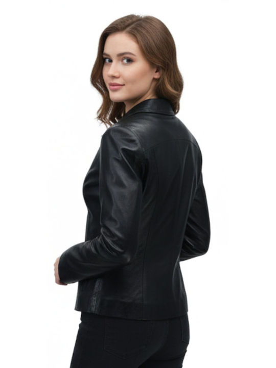 Dermatina 100 Women's Leather Waisted Blazer Black
