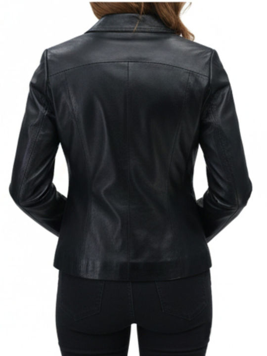 Dermatina 100 Women's Leather Waisted Blazer Black