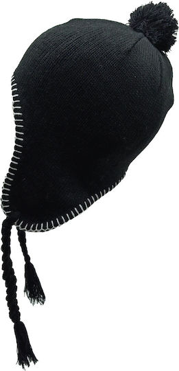 Beanie Unisex Fleece Σκούφος Πλεκτός σε Μαύρο χρώμα
