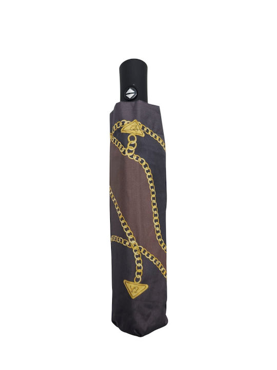 Windproof Automatic Compact Brown Rain Umbrella