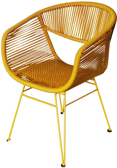 Gartenstuhl Rattan Pagusa Senfgelb 60x62x80 cm