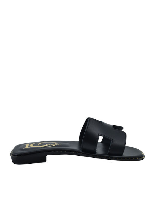 Lederne Damensandalen Schwarz