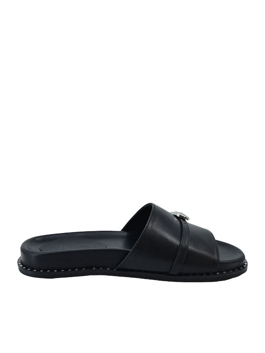 Lederne Damensandalen Schwarz
