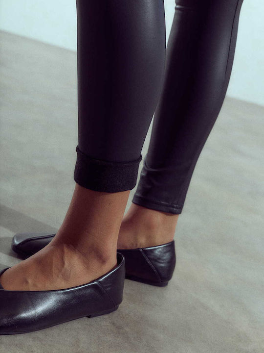 Celestino Damenleggings aus Kunstleder Einfarbig Slim Fit Schwarz