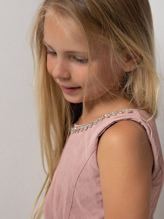 Ärmelloses Mädchenkleid mit Pailletten Rosa