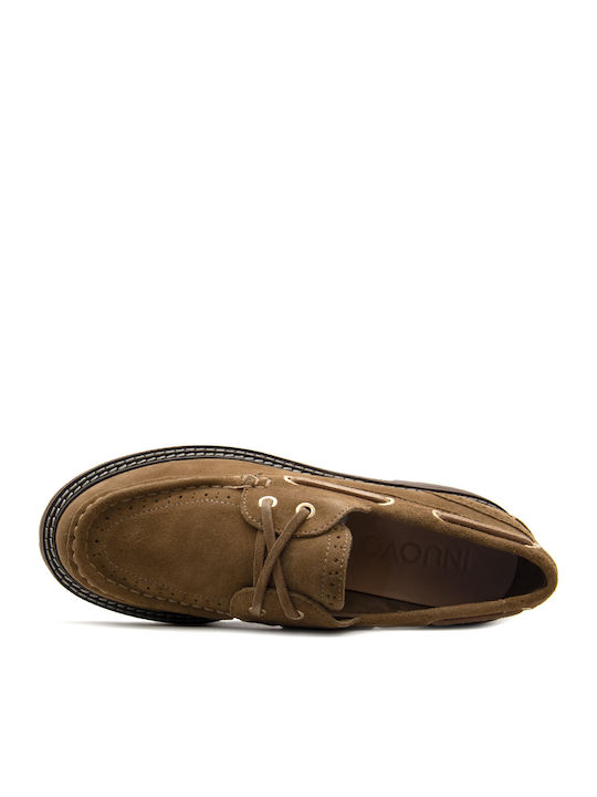 Suede Women's Boat Shoes in Brown Colour