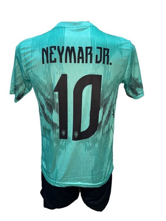 Kids’ Football Kit Neymar Brazil National Team Turquoise Black 101026-06