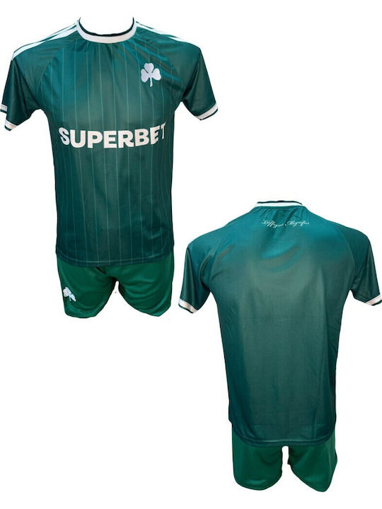 Kids PAO Football Kit Green White No Name 101026-09